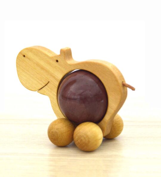 Nilpferd Rolltier groß mit Edelsteinkugel ca. 40 mm