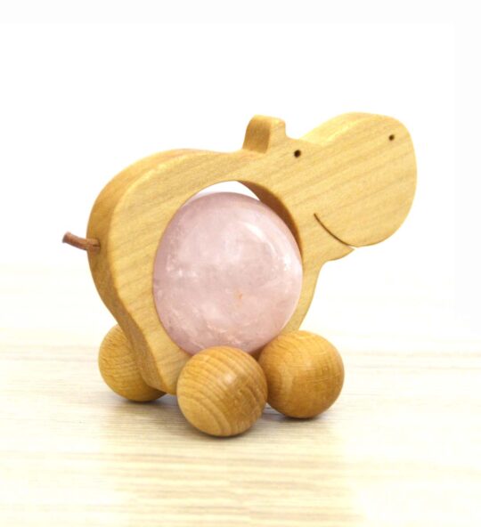 Nilpferd Rolltier groß mit Edelsteinkugel ca. 40 mm