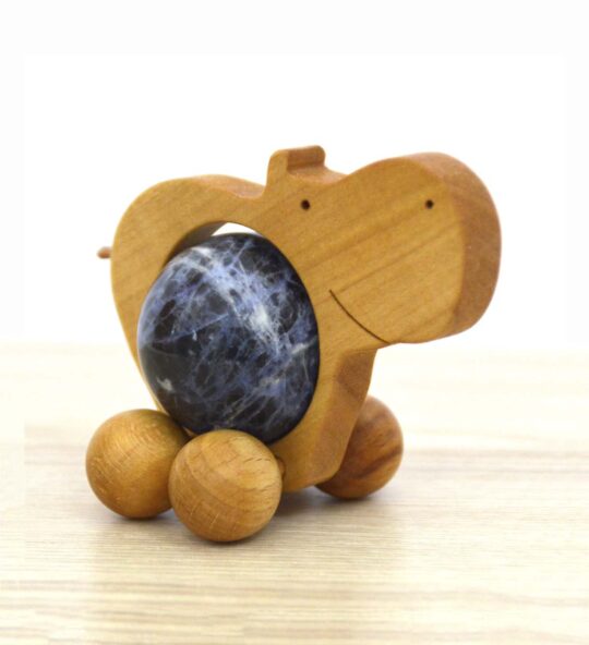 Nilpferd Rolltier groß mit Edelsteinkugel ca. 40 mm