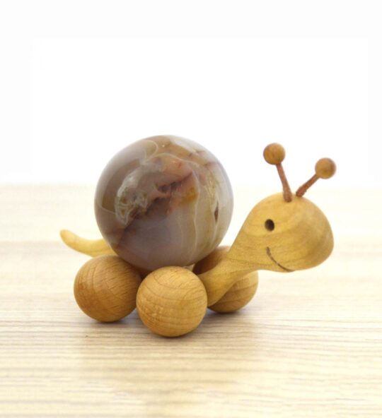 Schnecke Rolltier groß mit Edelsteinkugel ca. 40 mm