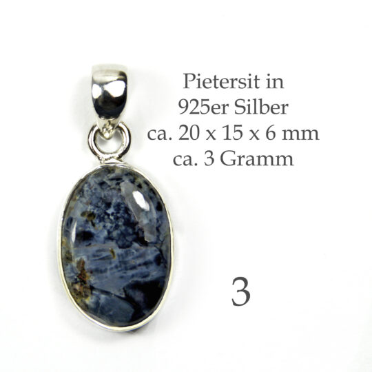 Blauer Edelsteinanhänger Pietersit in 925er Silber