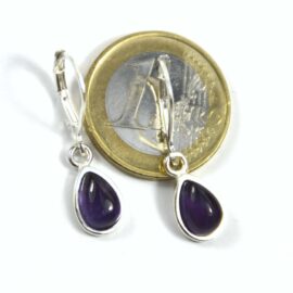 Edelstein Tropfenohrhänger Silber Amethyst mit 1 Euro Stück