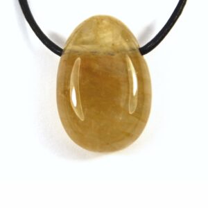 Golden Healer Trommelstein gebohrt an Lederband