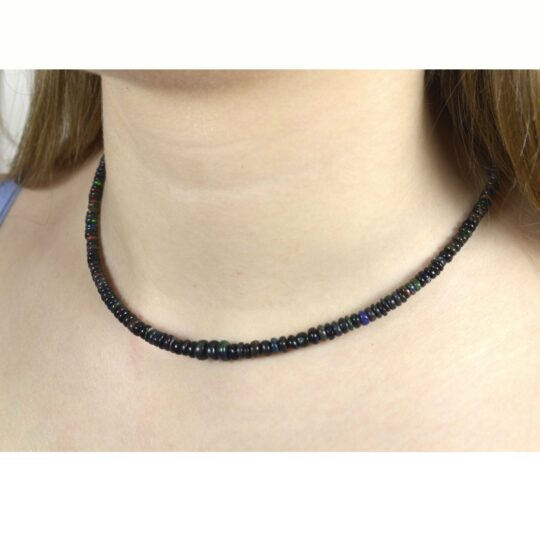 Schwarze Opal Kette ca. 45 cm