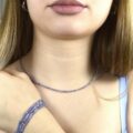 Tansanit Kugelkette facettiert getragen mit Armbändern